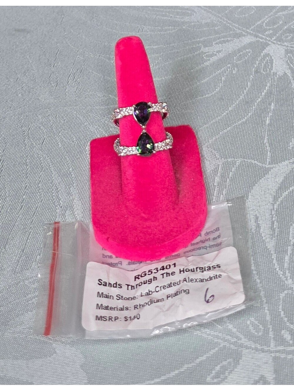 Sands Through The Hourglass Rhodium Plated Ring Sz6